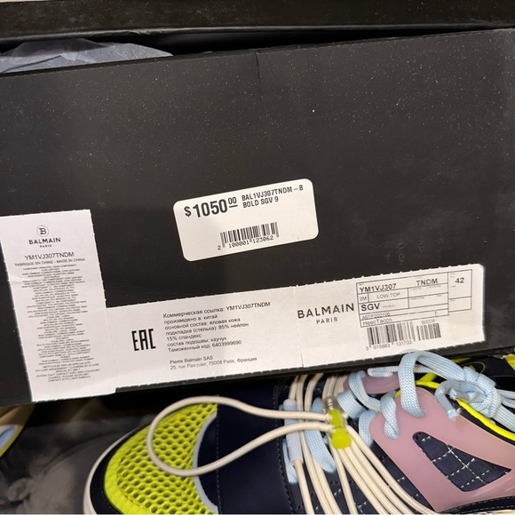 Size 42 Balmain B-bold Panelled Chunky Sneakers - Picture 13 of 15